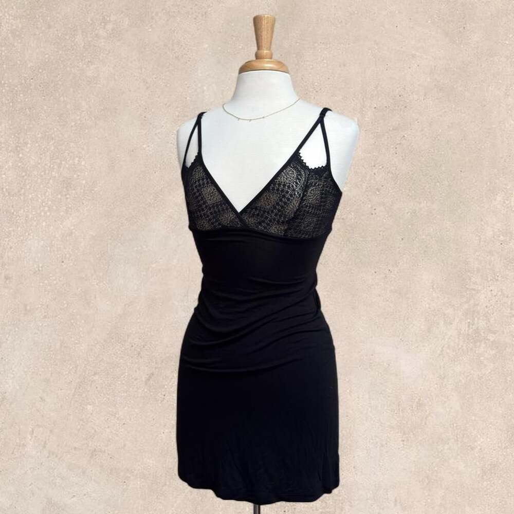 Cosabella Lace Mini Slip Dress Medium Black Chemise